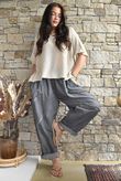Rustic Nature Linen Blend Barrel Pant Washed Charcoal
